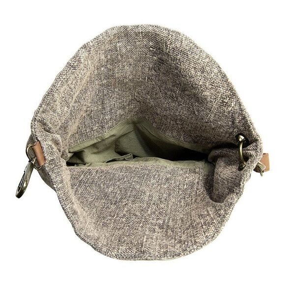 NEW! Vintage Addiction Fold-Over Jute Crossbody Bag - Grey - Picture 3 of 13